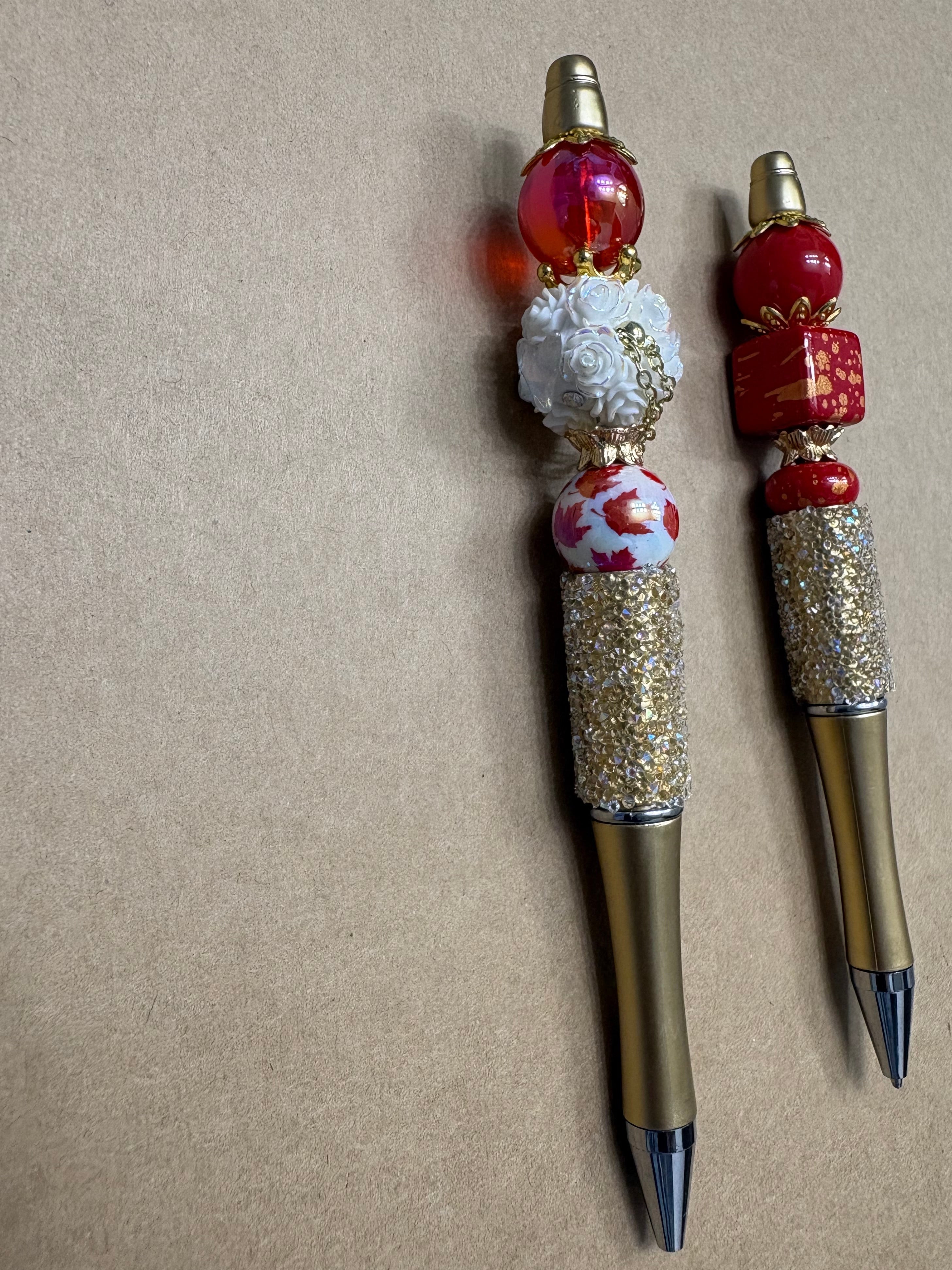 Gold and Red Flame Pens