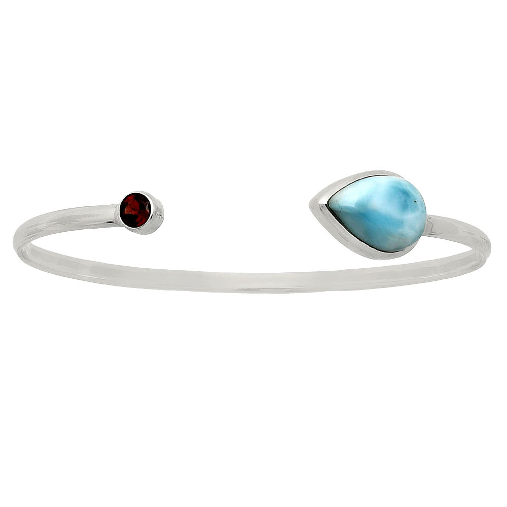 Premium Quality Larimar & Garnet Cuff Bangle Bracelet B-1004 37-EB10378