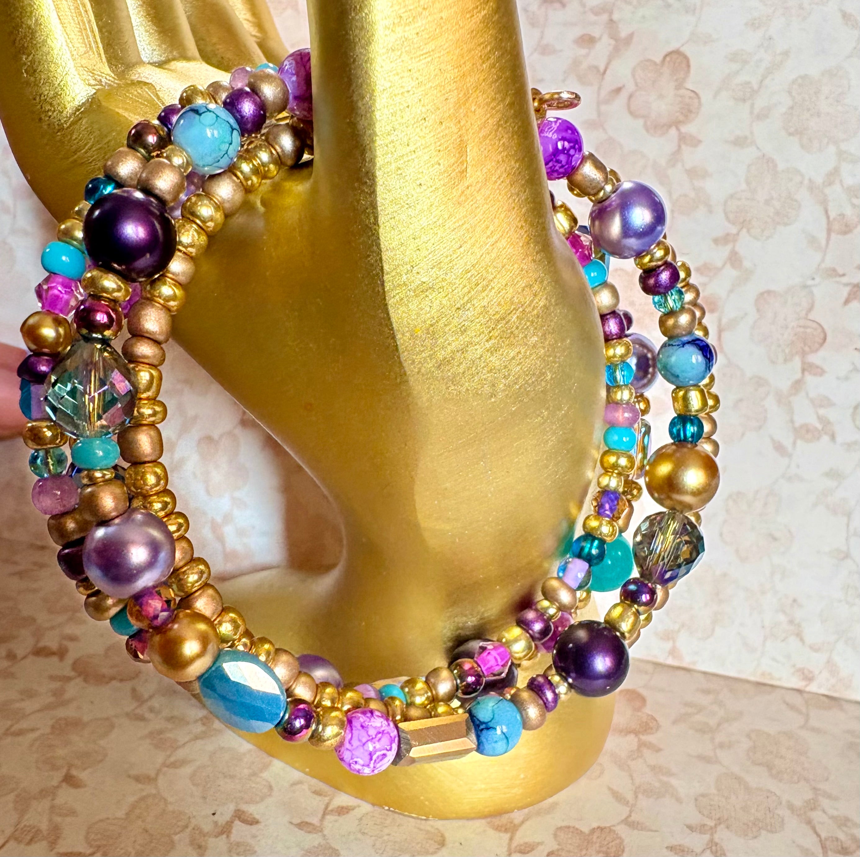 Luxury Beaded Glass Wraparound Bracelet