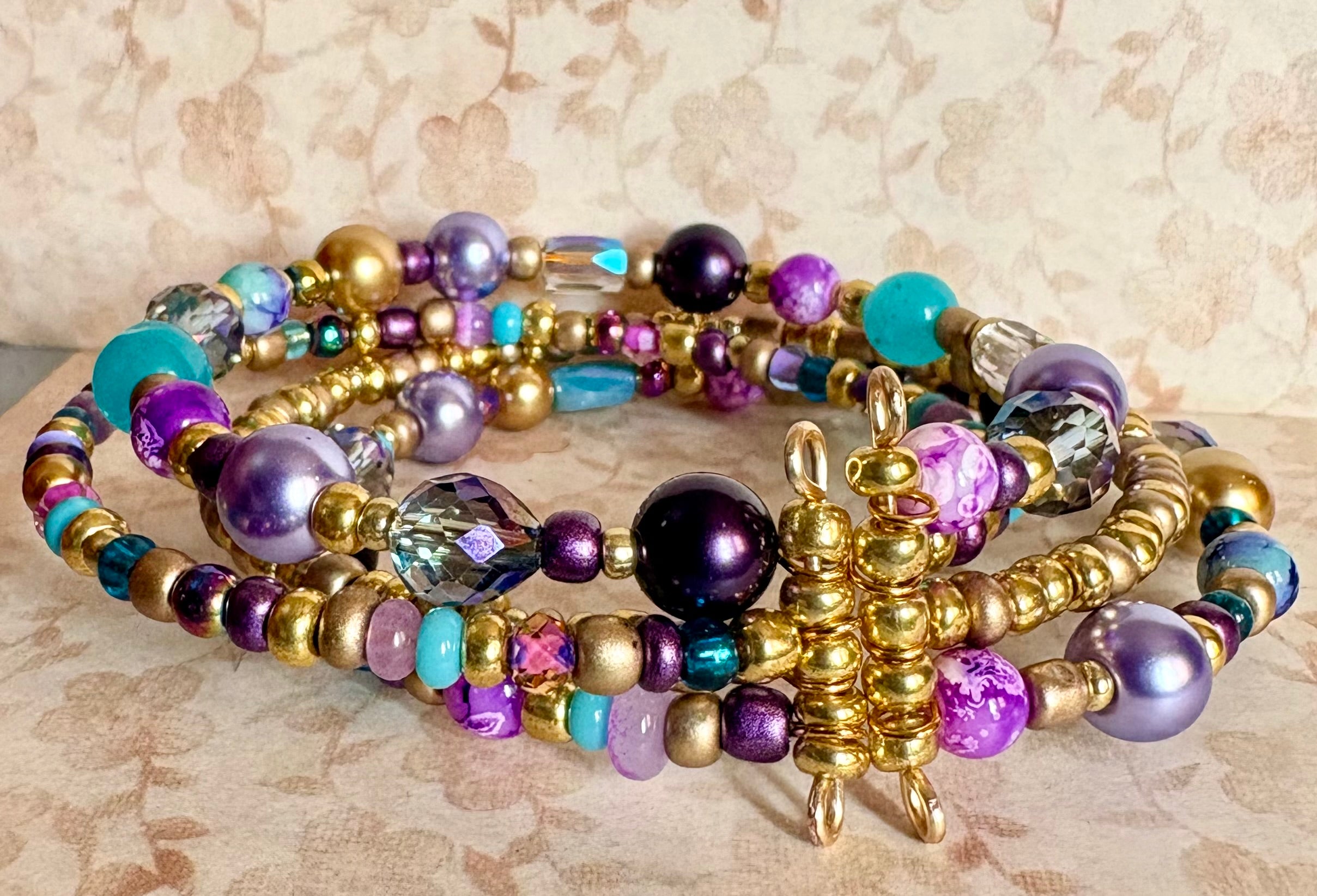 Luxury Beaded Glass Wraparound Bracelet