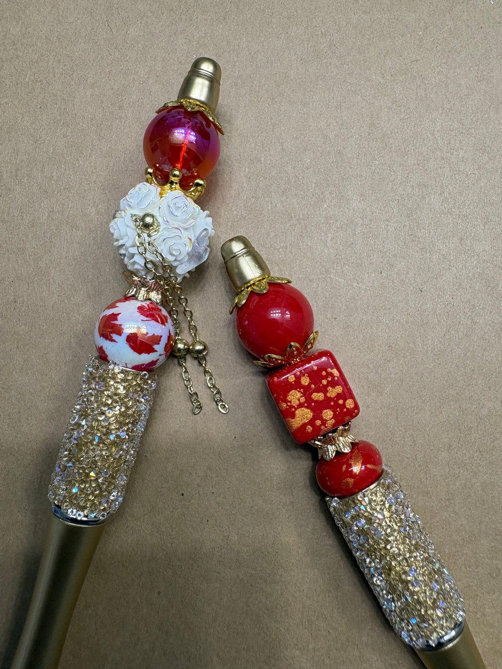 Gold and Red Flame Pens