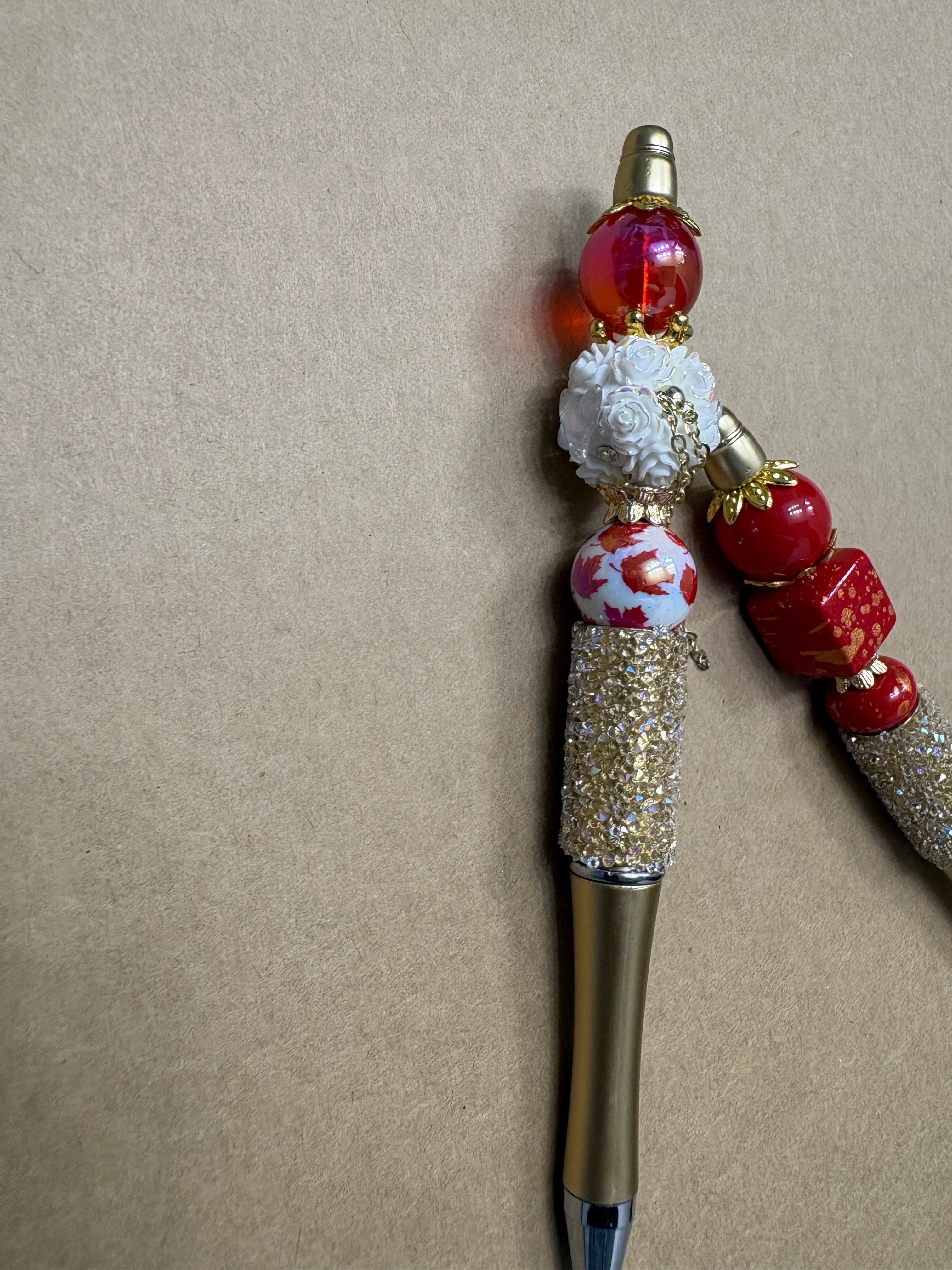 Gold and Red Flame Pens