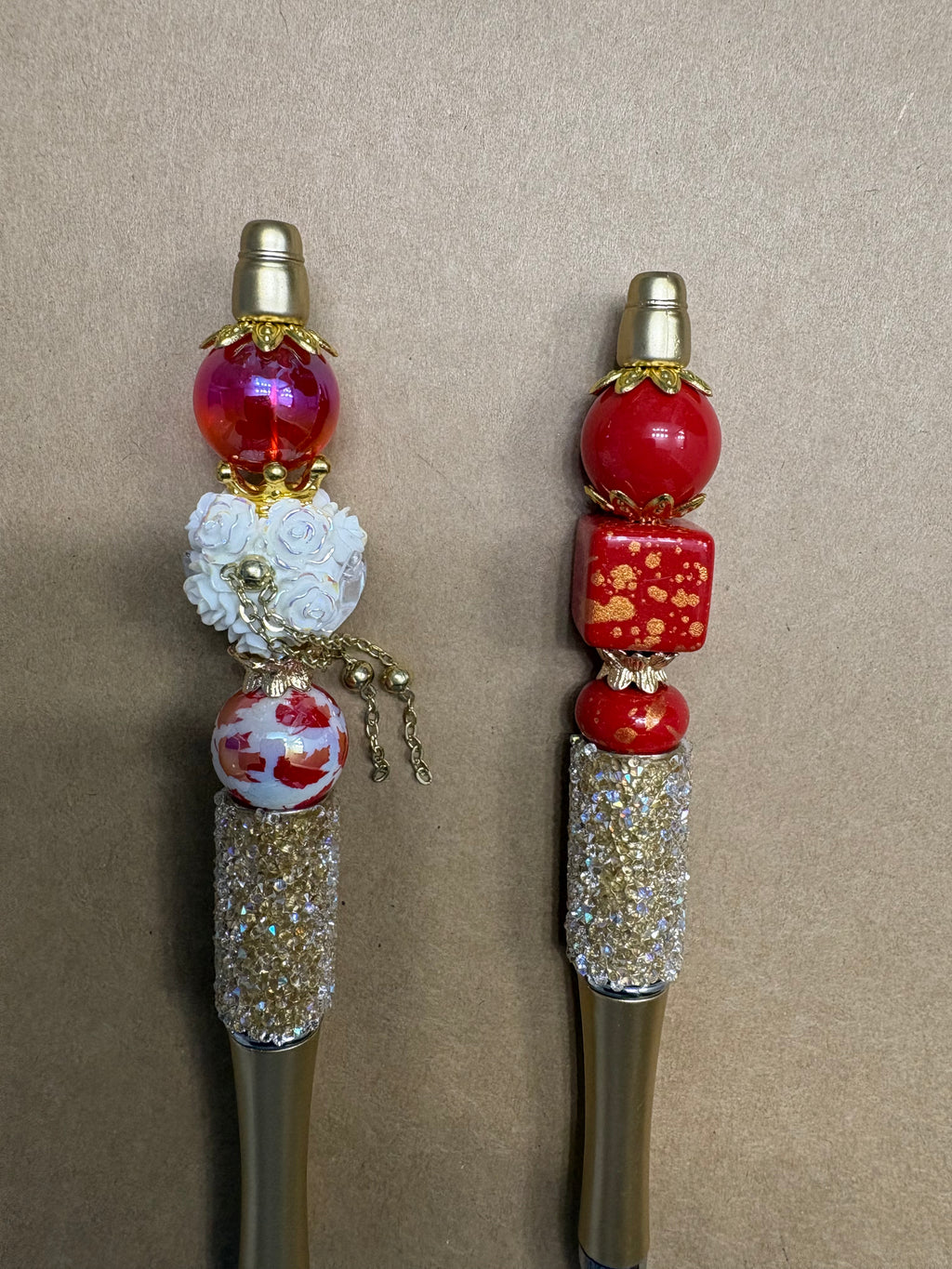 Gold and Red Flame Pens