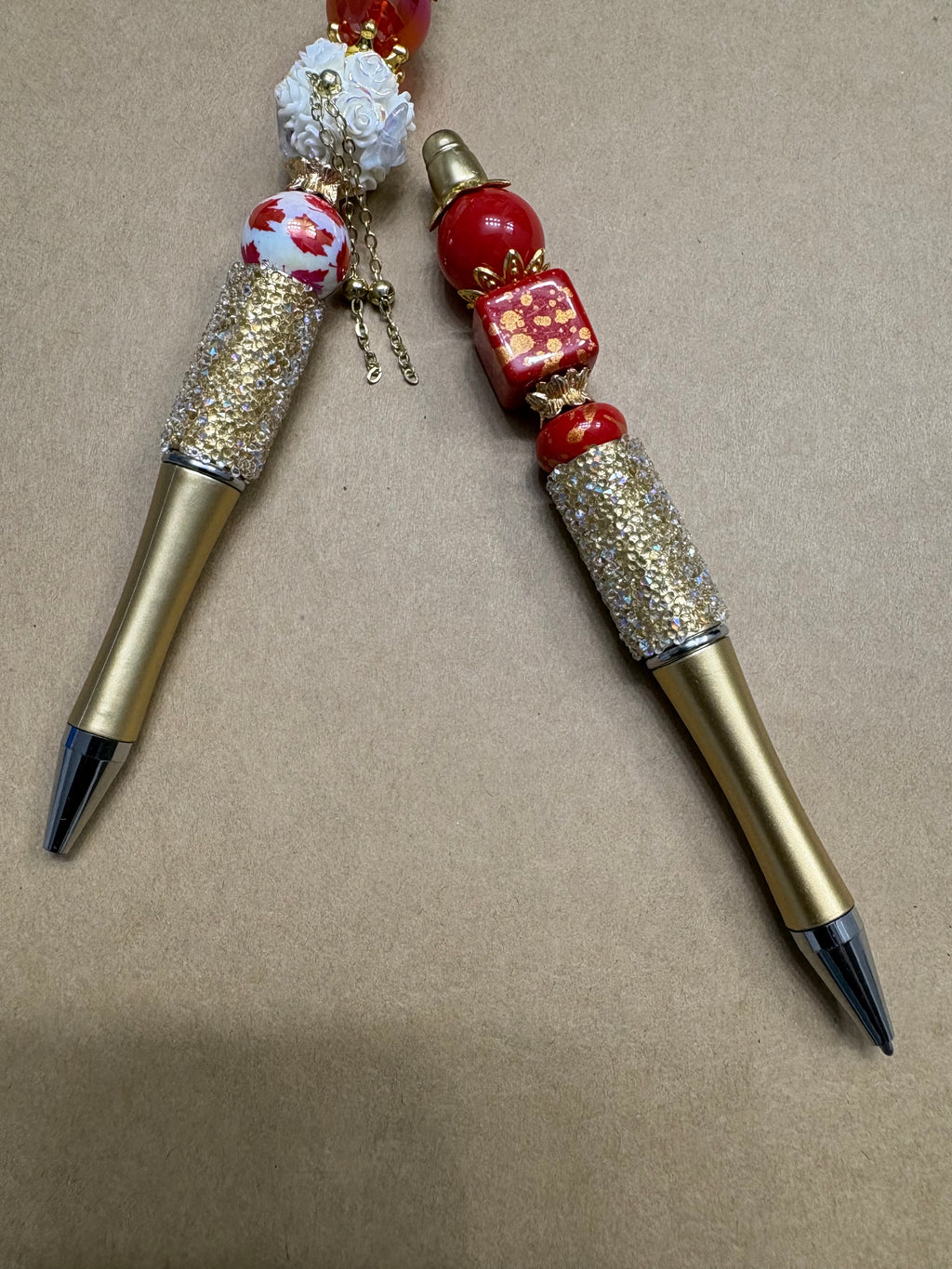 Gold and Red Flame Pens