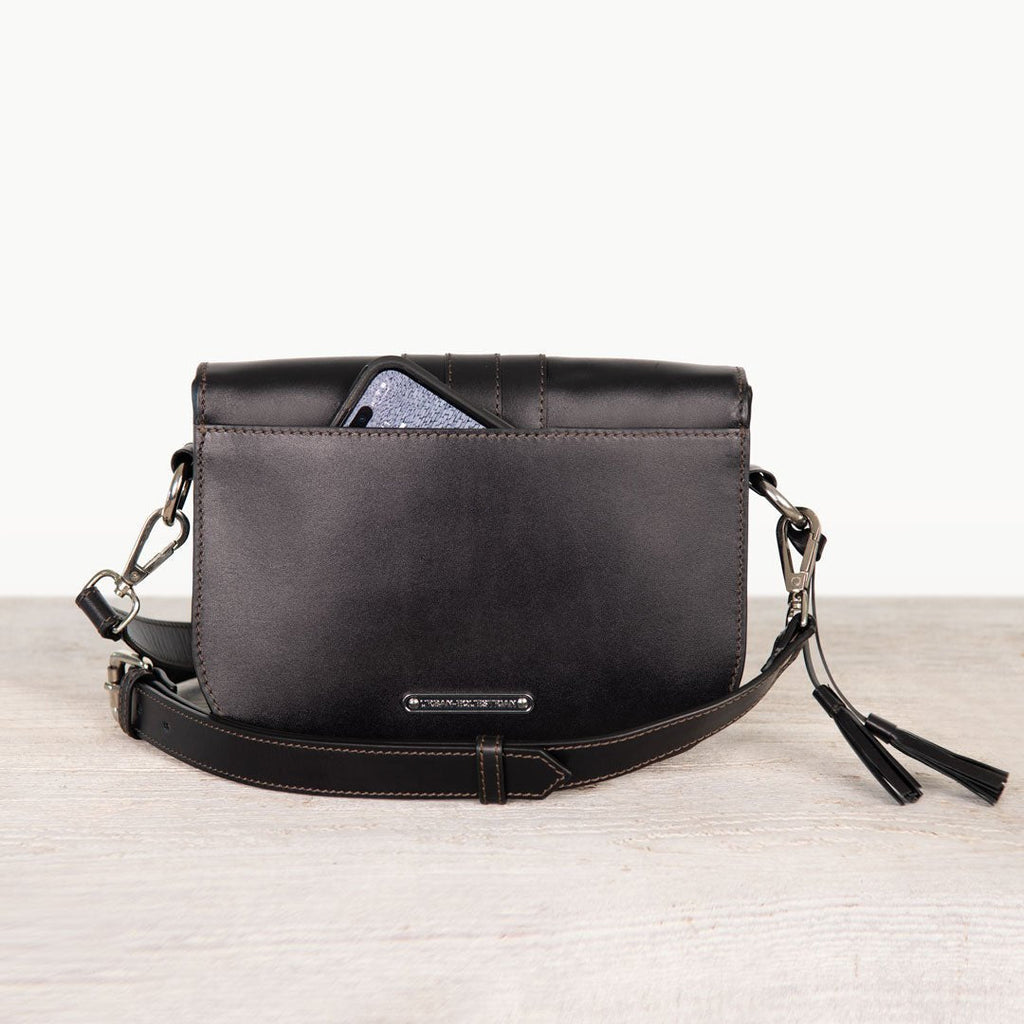 Signature Stirrup - Riding Stirrup Crossbody Luxury Leather Handbag in Black